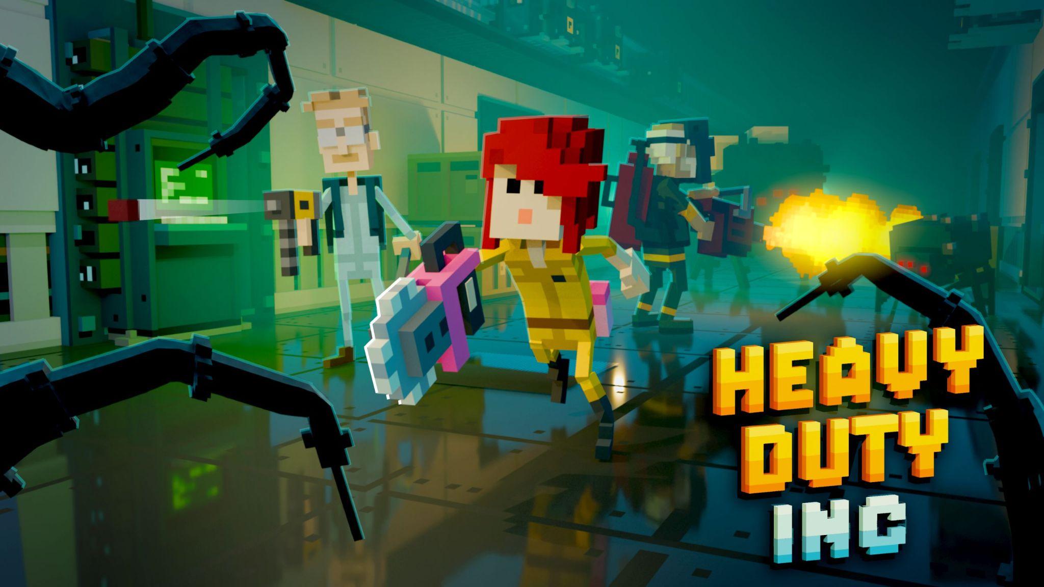 Heavy Duty Inc. artwork showing the three convicts fighting alien tentacles with improvised weapons